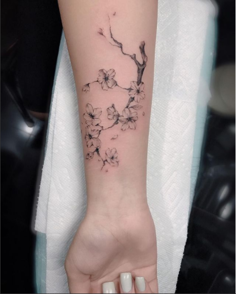 small cherry blossom tattoo