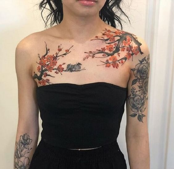 cherry blossom tree tattoo