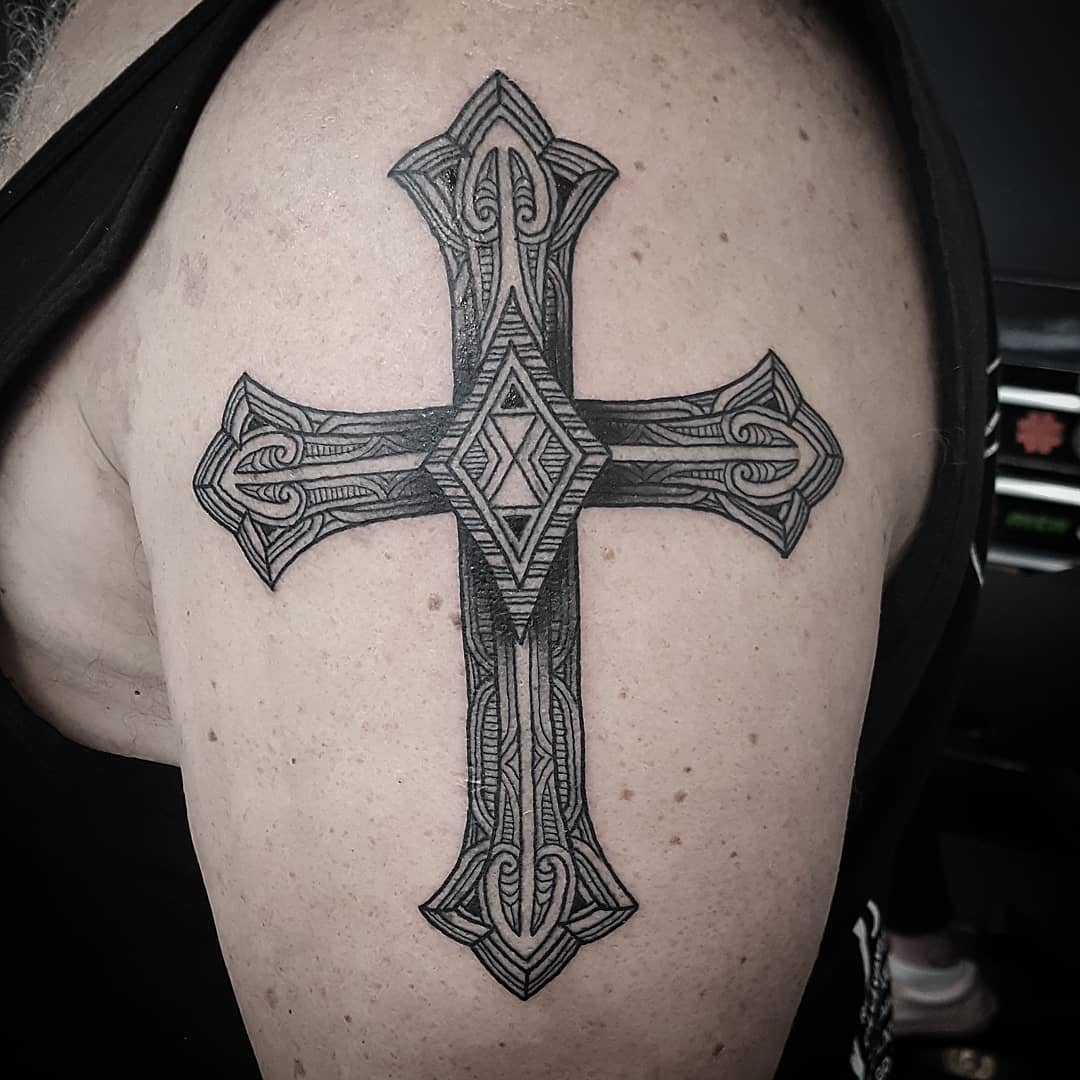 Christian cross tattoo