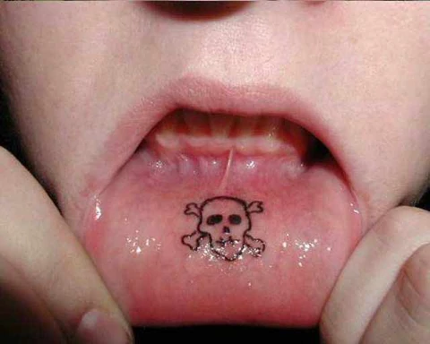 Skull Lip Tattoo