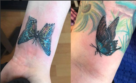 colored butterfly tattoos