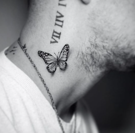 small butterfly neck tattoos