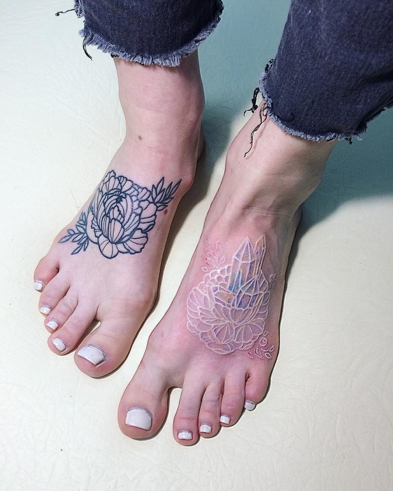 Girly foot tattoo