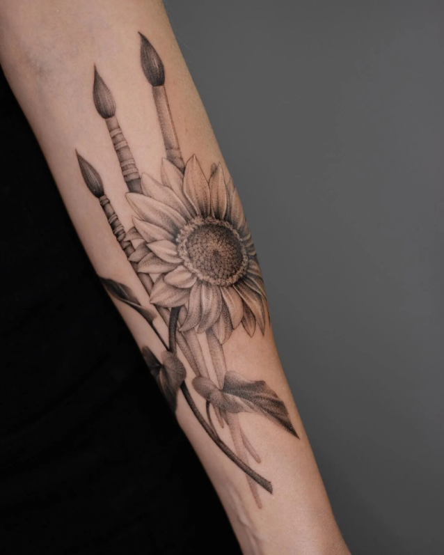 meaningful sunflower tattoo