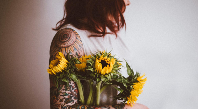 sunflower tattoo shoulder