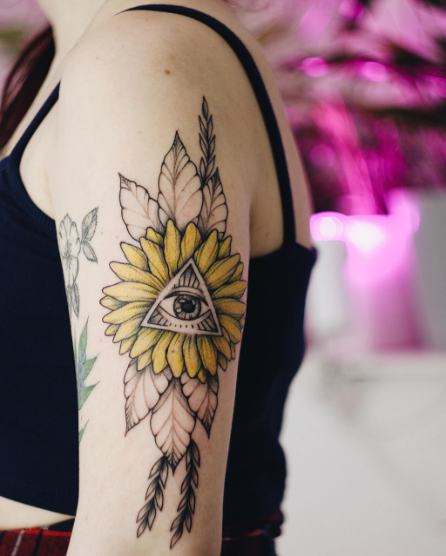 sunflower tattoo shoulder