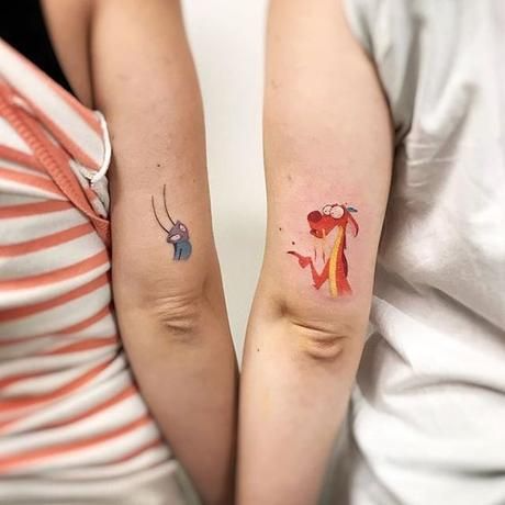 Cartoony friend tattoos