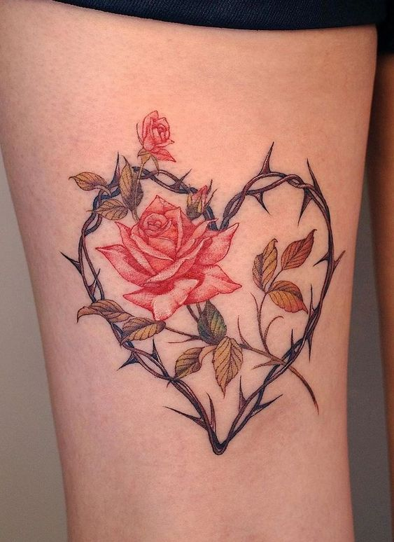 Barbed wire rose tattoo