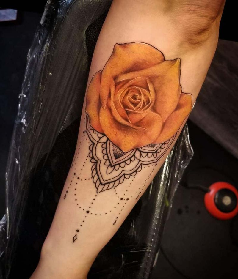 Yellow rose tattoo