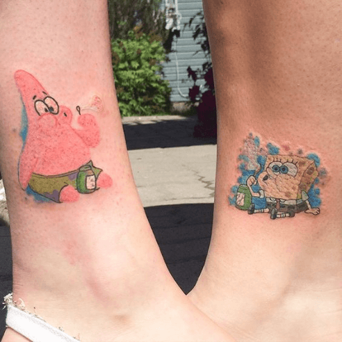 Cartoony friend tattoos