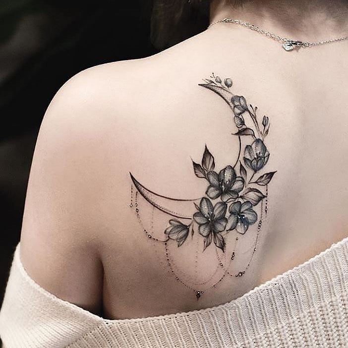 Back moon tattoo