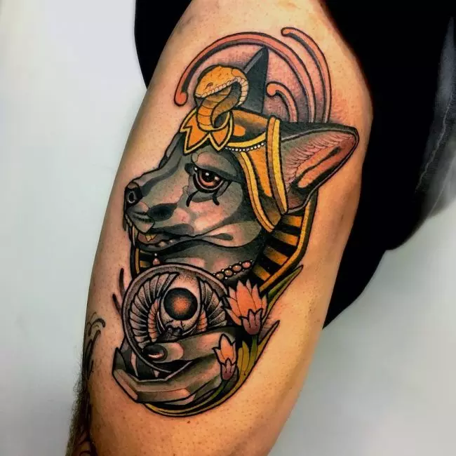 Example of an Anubis lotus tattoo