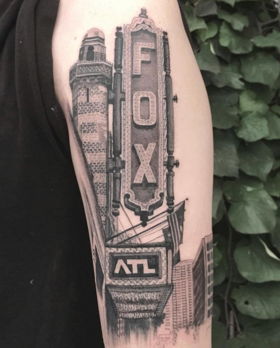 Flatiron Building in Atlanta, GA and tattoo inspired by it