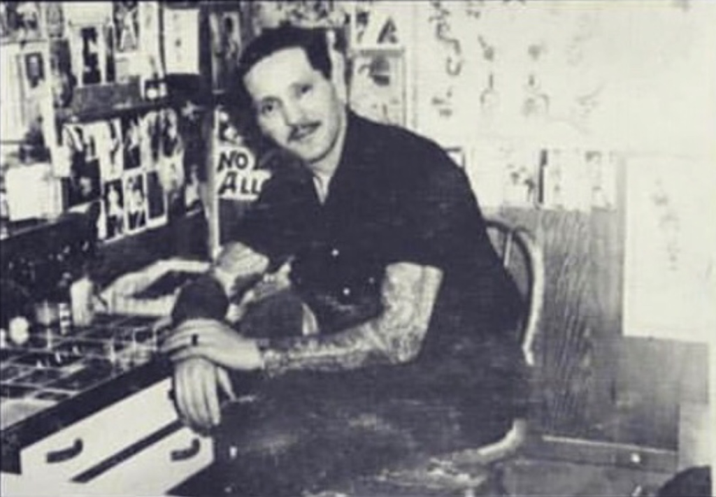 Clarence J. Danny Dunzzle, one of the first tattoo artists in Seattle, 1941