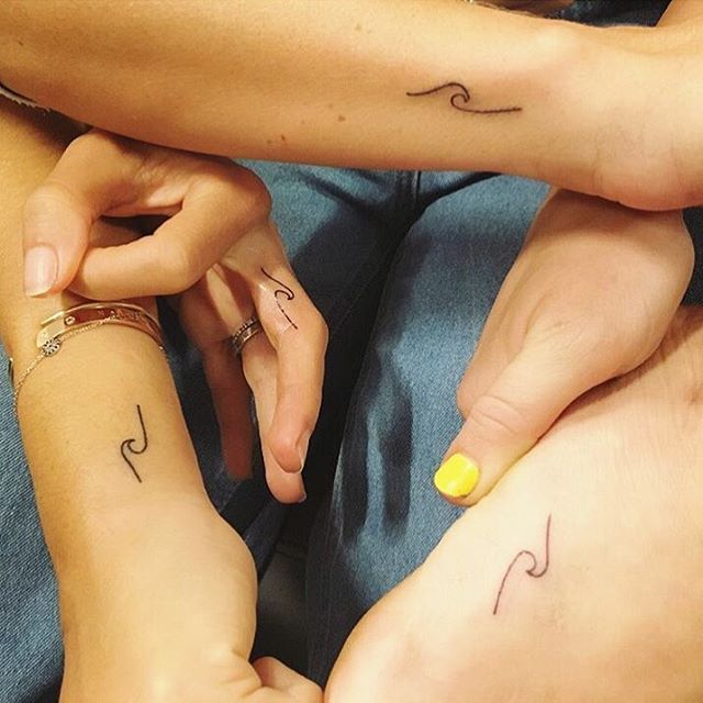 Miley Cyrus got a matching wave tattoo with three of her friends