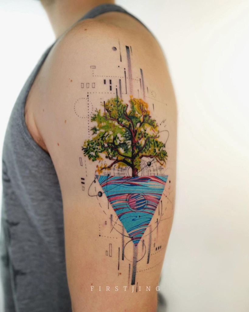 Firstjing’s geometric fineline tattoos