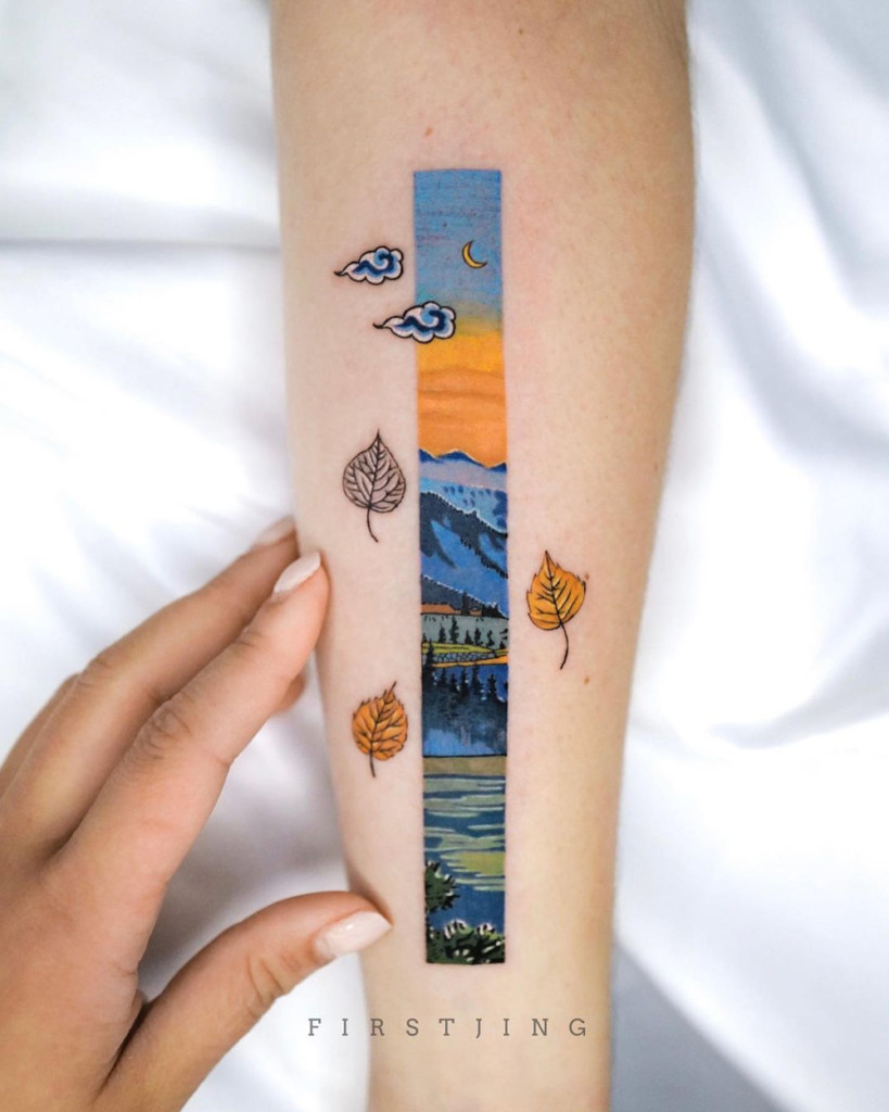 Chinese painting style tattoos by Firstjing