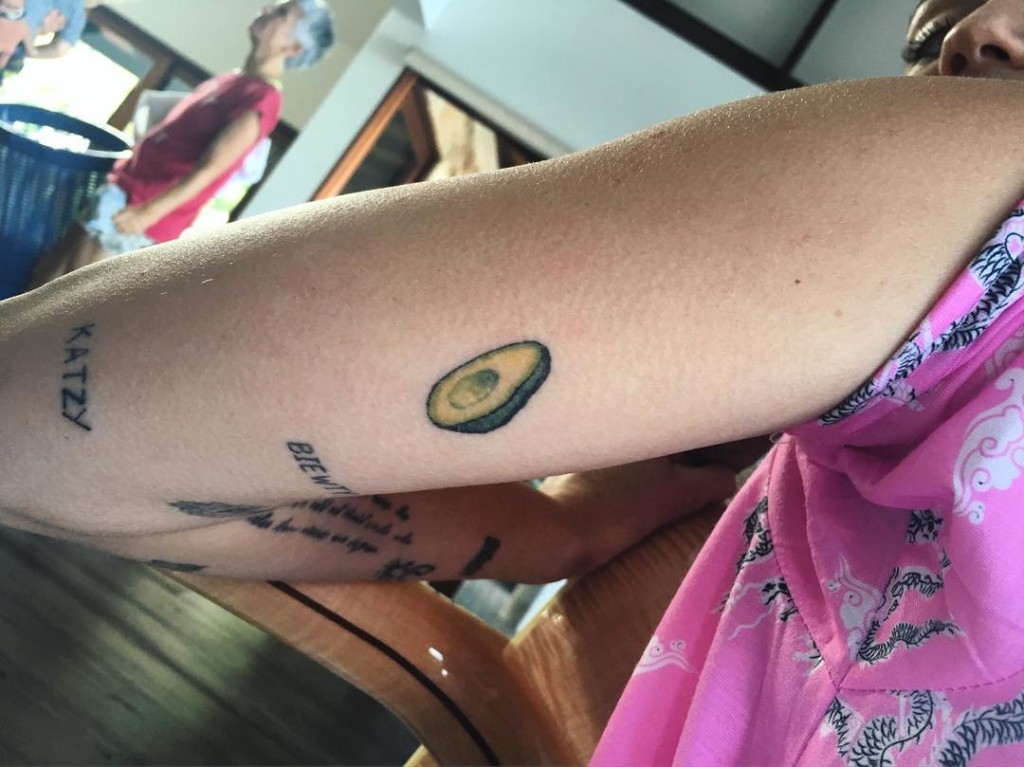 One of the tattoos Lauren did for Miley Cyrus, who loves avocados.