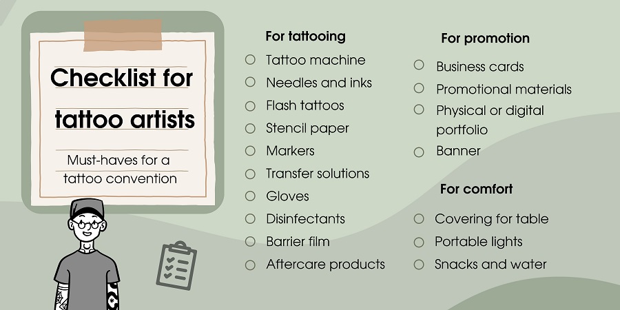 Checklist of tattoo convention must-haves for tattoo artists