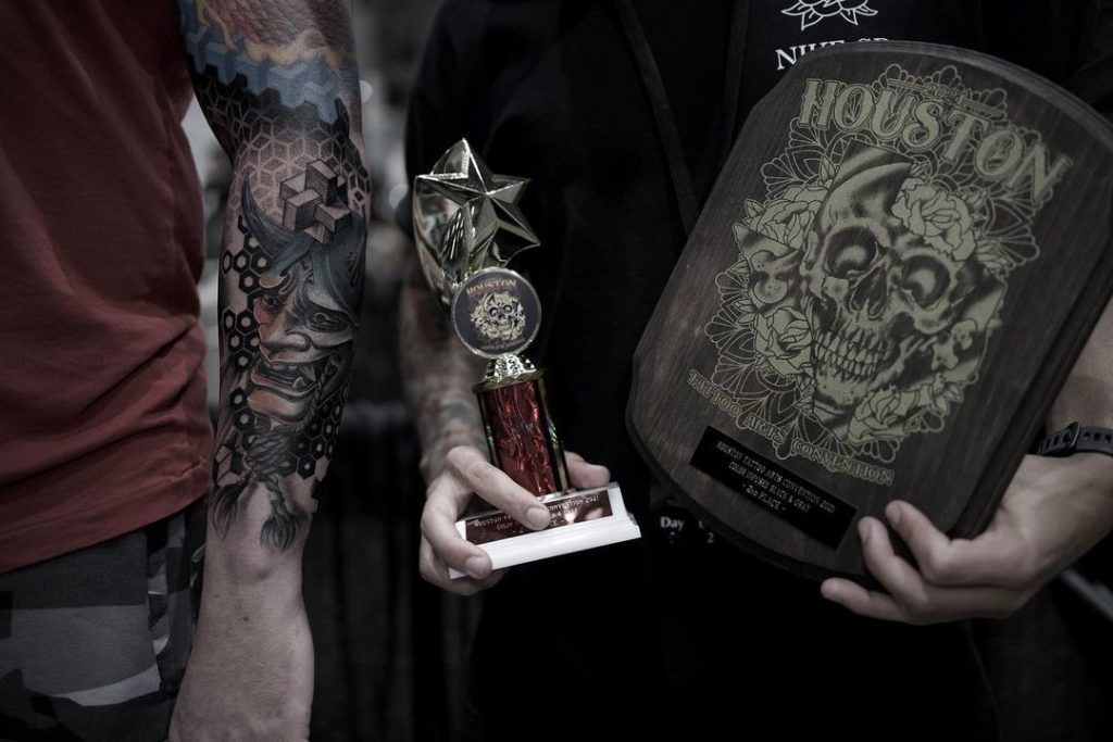 Monchi’s award from the 2021 Houston Tattoo Arts Convention