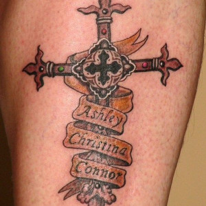 Modern cross tattoo