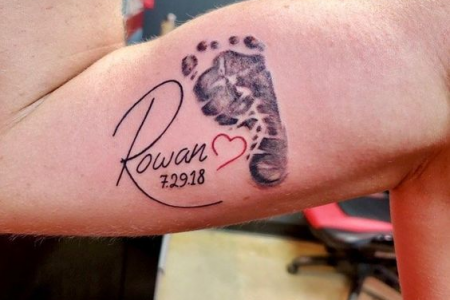 Baby Feet Tattoo with Birth Time