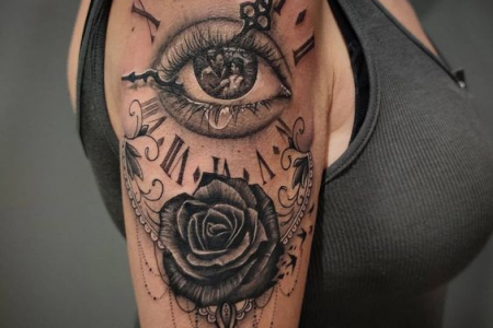 eye birth clock tattoo