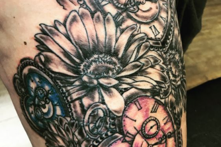 birth clock with colorful flowers