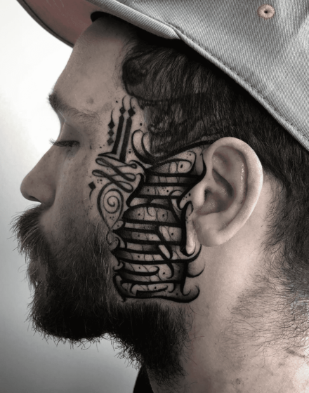 lettering sideburns tattoos
