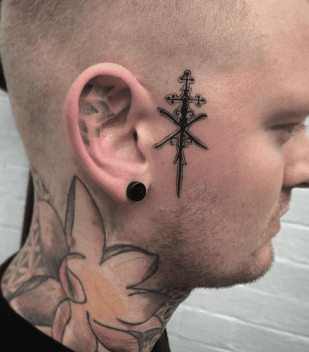 Cross Sideburns Tattoos