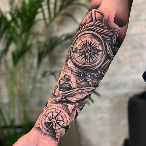 Compass Forearm Tattoo Ideas