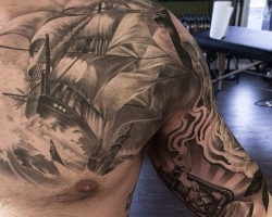 A tattoo with a ship
