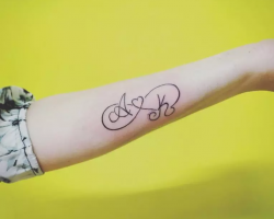 simple initials infinity tattoo with heart