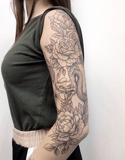 Flower sleeve tattoo