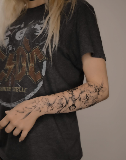 Flower half sleeve tattoo