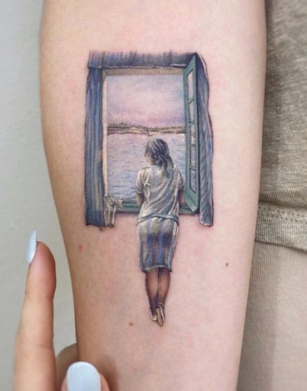 Girl with window tattoo