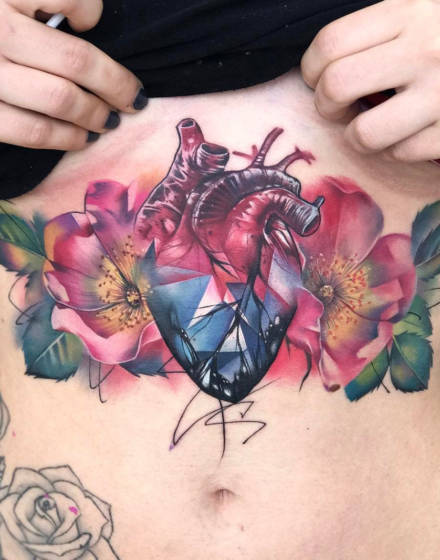 tattoo_on_stomach colored tattoos