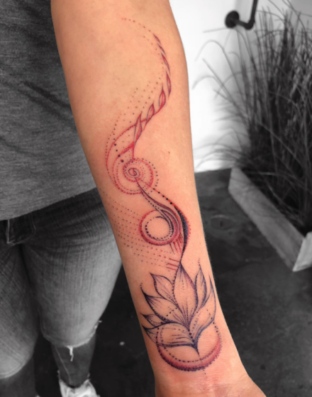 Long flower tattoo