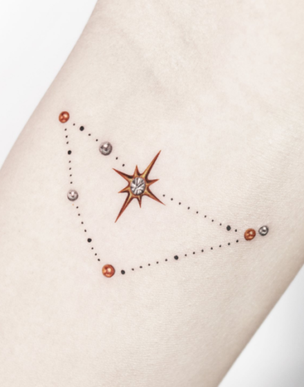 Asterism tattoo on the hand Asterism tattoo