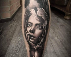 A Tattoo On The Leg