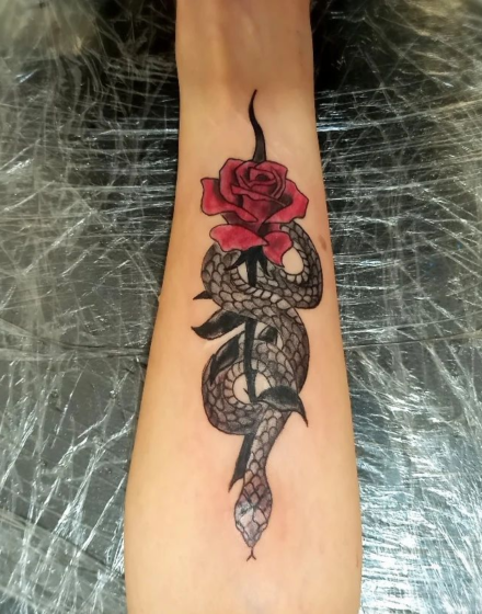 Snake & rose tattoo ideas