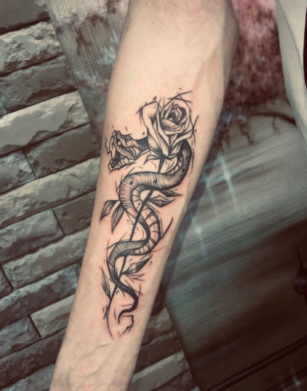 Snake & rose tattoo ideas