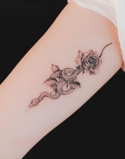 Snake & rose tattoo ideas