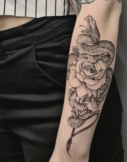 Snake & rose tattoo ideas