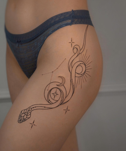 Compositions with snakes in tattoos