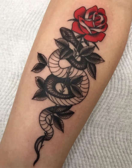 Snake & rose tattoo ideas