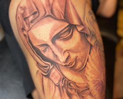 Angels, saints, and Virgin Mary