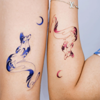 Animals in matching couple tattoo ideas