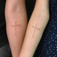 Quotes in matching couple tattoo ideas