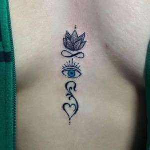 Evil eye design on the chest